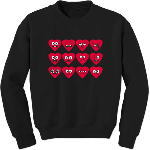 Unisex Valentines Day Heart Faces Crewneck Men's Women's Sweatshirt Sweater
