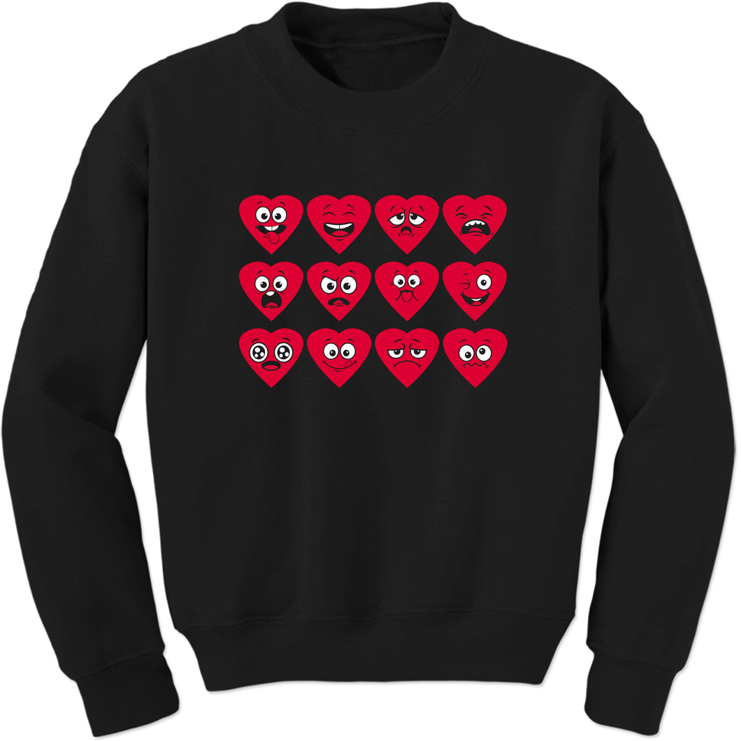 Unisex Valentines Day Heart Faces Crewneck Men's Women's Sweatshirt Sweater