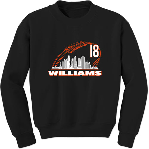 Unisex Williams 18 Chicago Football Skyline Crewneck Sweatshirt