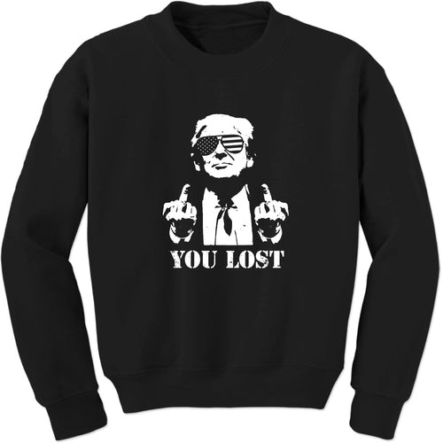 Unisex Trump You Lost Missed Arrest Middle Finger Crewneck Sweatshirt