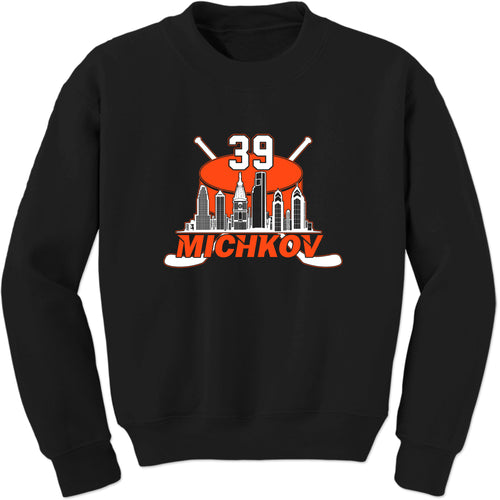 Unisex Michkov 39 Philadelphia Hockey Skyline Crewneck Sweatshirt