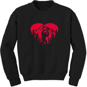 Unisex Valentines Day Bigfoot Heart Sasquach Love Crewneck Men's Women's Sweatshirt Sweater