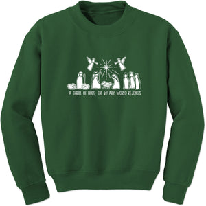 Unisex Christmas Nativity Scene A Thrill Of Hope All The Weary World Rejoice Crewneck Sweatshirt