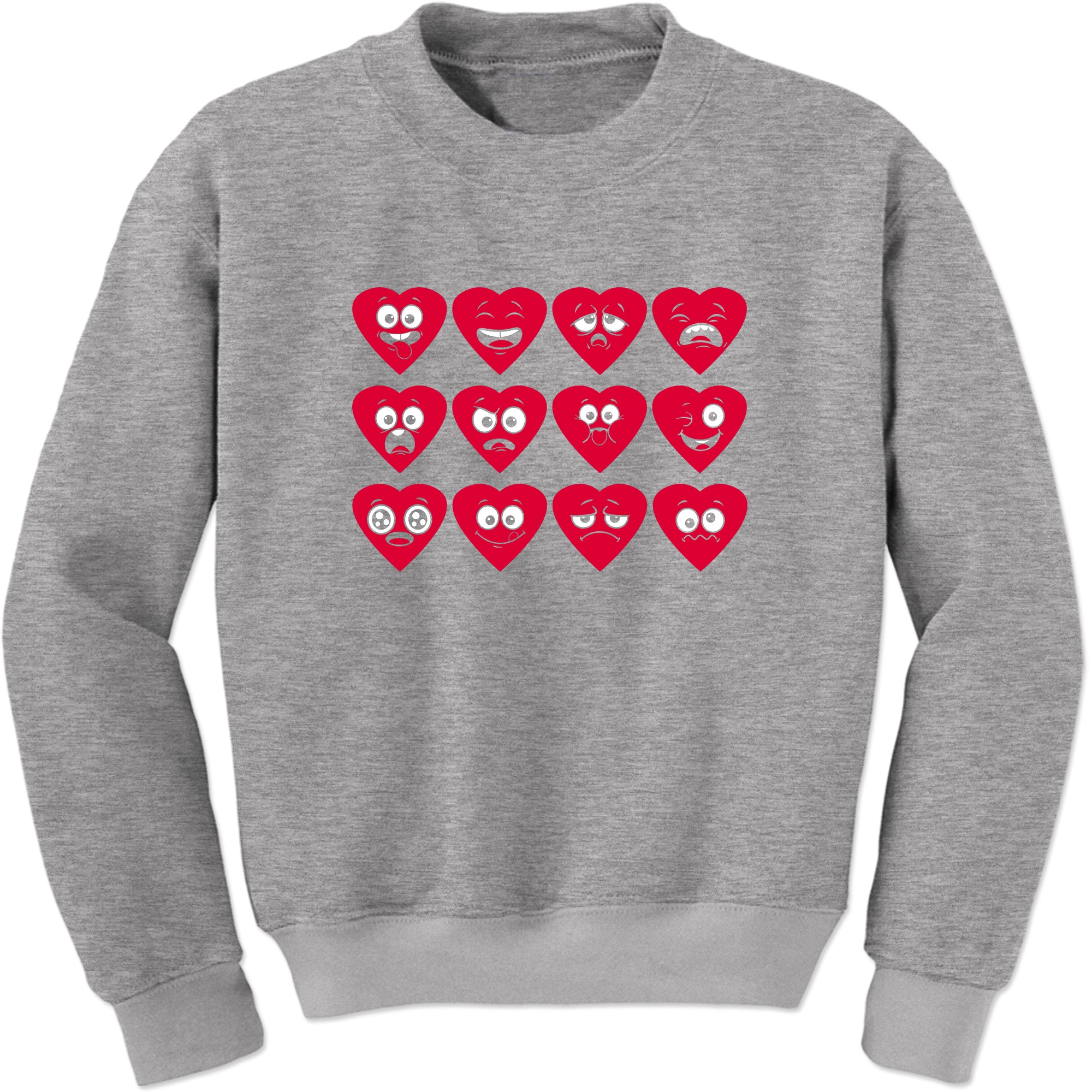 Unisex Valentines Day Heart Faces Crewneck Men's Women's Sweatshirt Sweater