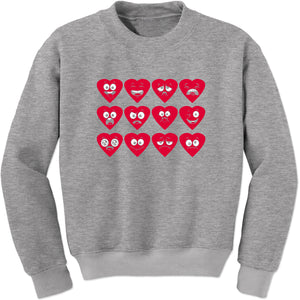 Unisex Valentines Day Heart Faces Crewneck Men's Women's Sweatshirt Sweater