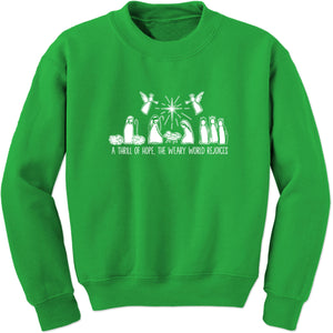 Unisex Christmas Nativity Scene A Thrill Of Hope All The Weary World Rejoice Crewneck Sweatshirt