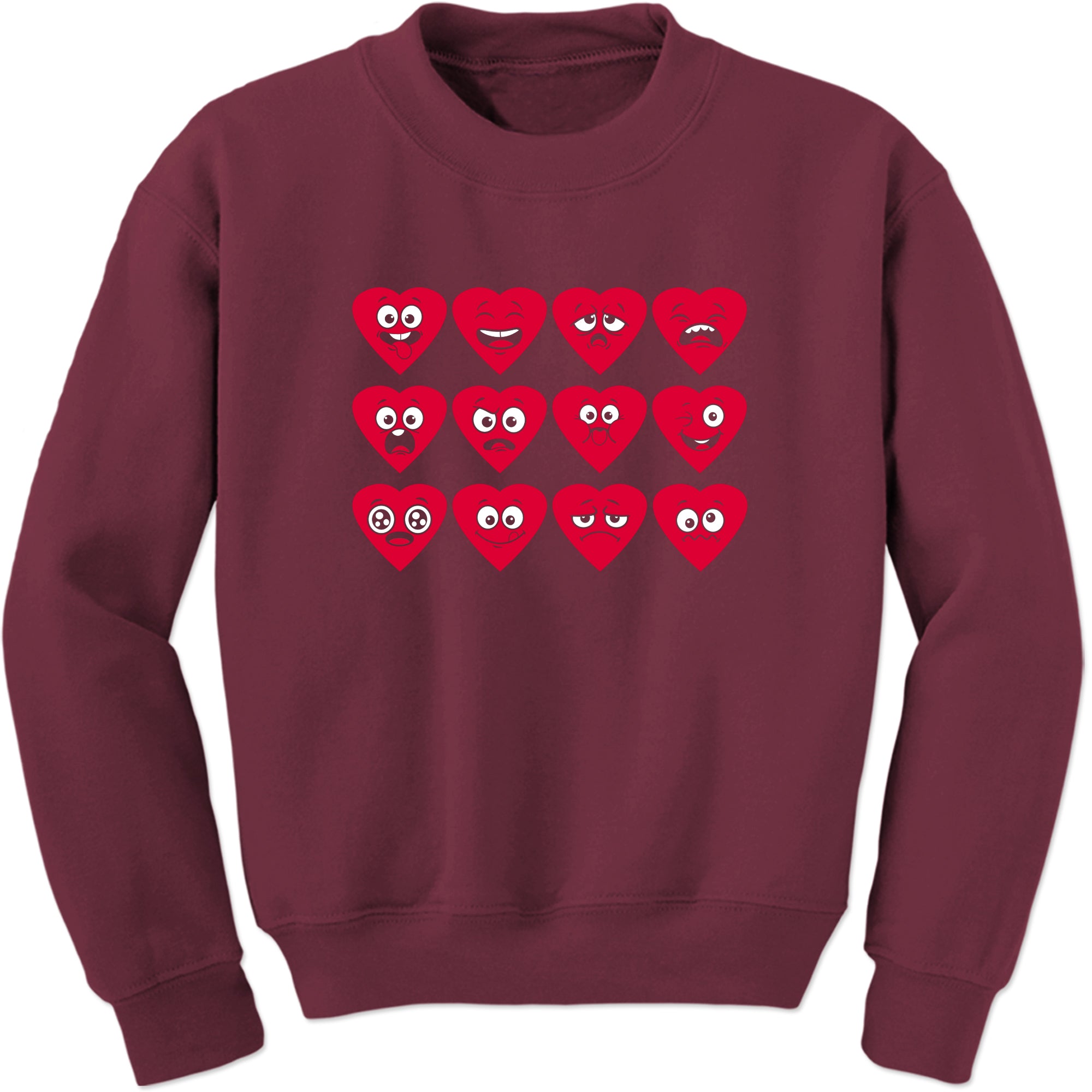 Unisex Valentines Day Heart Faces Crewneck Men's Women's Sweatshirt Sweater