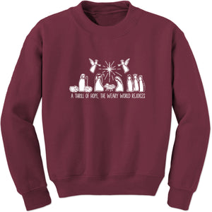 Unisex Christmas Nativity Scene A Thrill Of Hope All The Weary World Rejoice Crewneck Sweatshirt