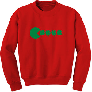 Unisex St Patricks Day Funny Goofy Retro Shamrock Eater Crewneck Men's Women's Sweatshirt Sweater