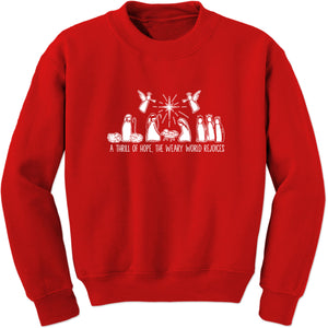 Unisex Christmas Nativity Scene A Thrill Of Hope All The Weary World Rejoice Crewneck Sweatshirt