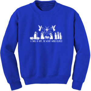 Unisex Christmas Nativity Scene A Thrill Of Hope All The Weary World Rejoice Crewneck Sweatshirt