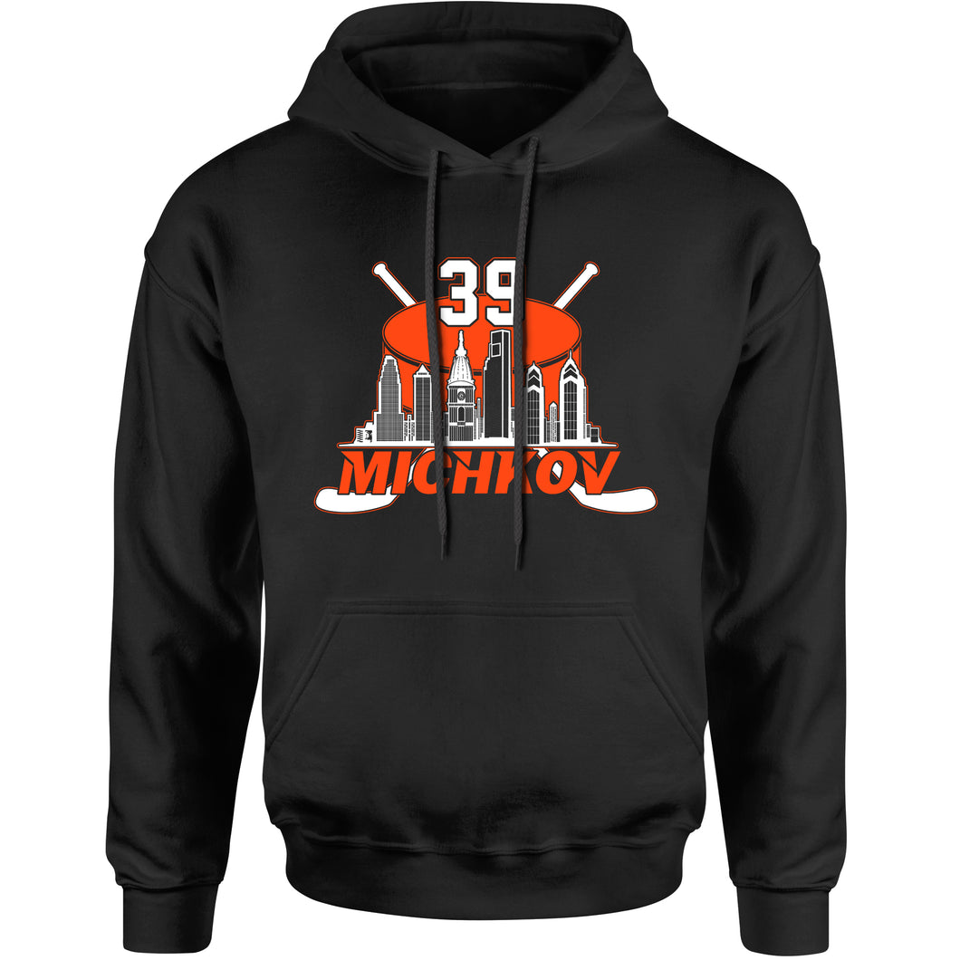 Unisex Michkov 39 Philadelphia Hockey Skyline Hoodie