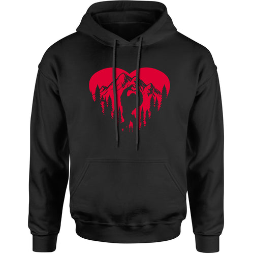 Unisex Valentines Day Bigfoot Heart Sasquach Love Men's Women's Hooded Sweatshirt