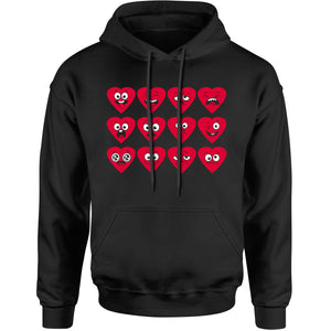Unisex Valentines Day Heart Faces Men's Women's Hooded Sweatshirt