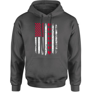Unisex Valentines Day American Flag Patriotic Hearts Men's Women's Hooded Sweatshirt