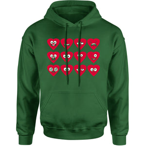Unisex Valentines Day Heart Faces Men's Women's Hooded Sweatshirt
