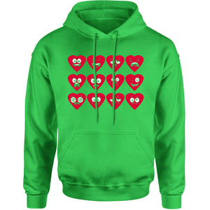 Unisex Valentines Day Heart Faces Men's Women's Hooded Sweatshirt