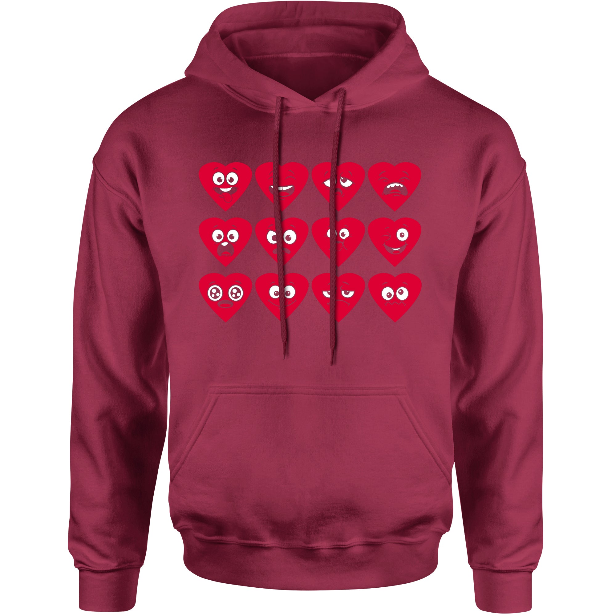 Unisex Valentines Day Heart Faces Men's Women's Hooded Sweatshirt