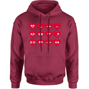 Unisex Valentines Day Heart Faces Men's Women's Hooded Sweatshirt