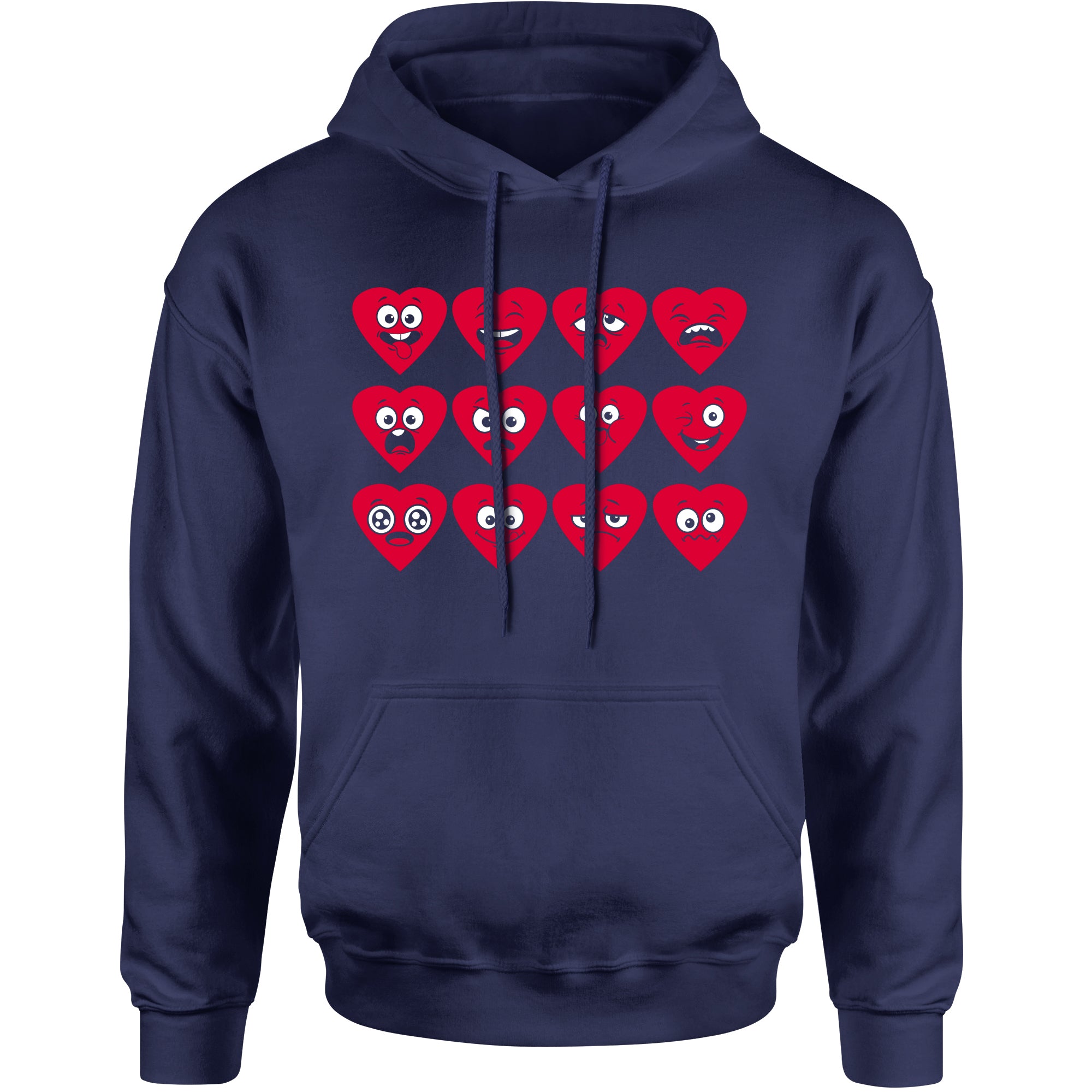 Unisex Valentines Day Heart Faces Men's Women's Hooded Sweatshirt