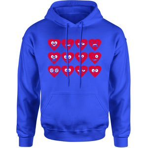 Unisex Valentines Day Heart Faces Men's Women's Hooded Sweatshirt