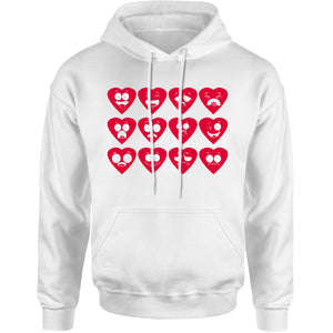 Unisex Valentines Day Heart Faces Men's Women's Hooded Sweatshirt