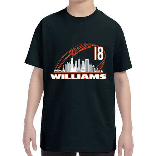 Kid's Williams 18 Chicago Football Skyline T-Shirt