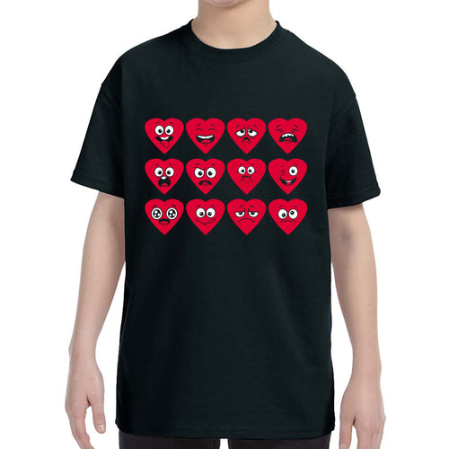 Kid's Valentines Day Heart Faces Boys Girls T-Shirt
