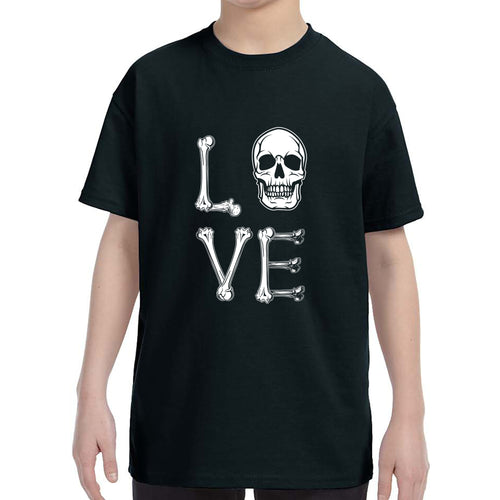 Kid's Love Skull Bones Halloween T-Shirt