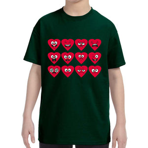 Kid's Valentines Day Heart Faces Boys Girls T-Shirt