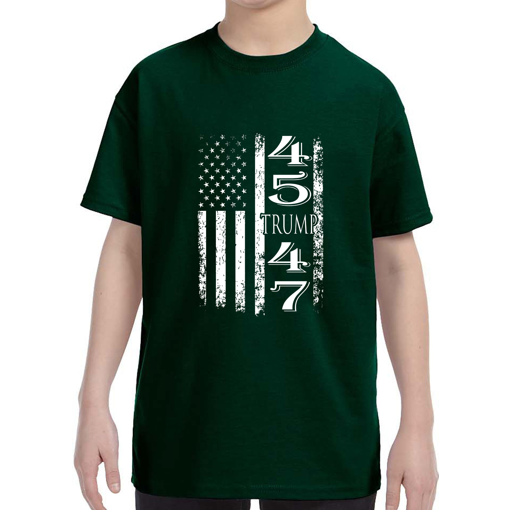 Kid's Trump 45 47 American Flag T-Shirt