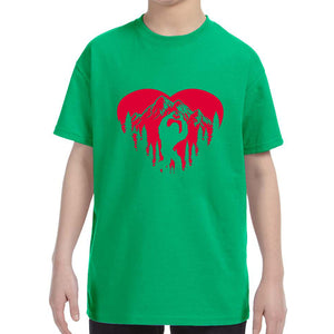 Kid's Valentines Day Bigfoot Heart Sasquach Love Boys Girls T-Shirt