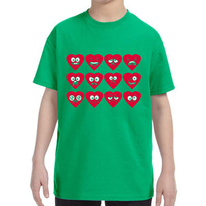 Kid's Valentines Day Heart Faces Boys Girls T-Shirt