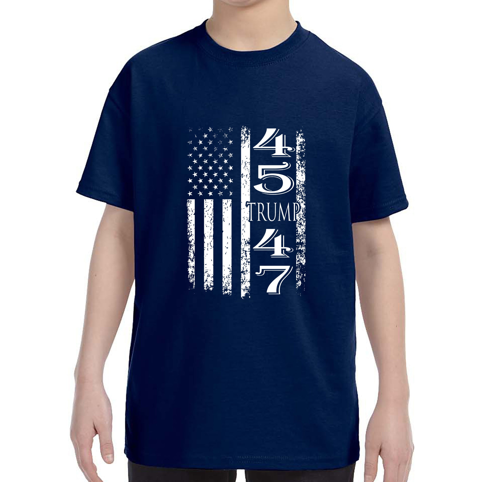 Kid's Trump 45 47 American Flag T-Shirt