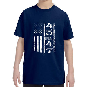 Kid's Trump 45 47 American Flag T-Shirt