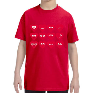 Kid's Valentines Day Heart Faces Boys Girls T-Shirt