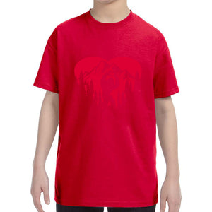 Kid's Valentines Day Bigfoot Heart Sasquach Love Boys Girls T-Shirt