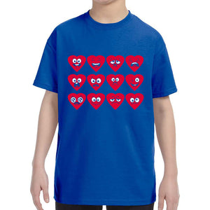 Kid's Valentines Day Heart Faces Boys Girls T-Shirt