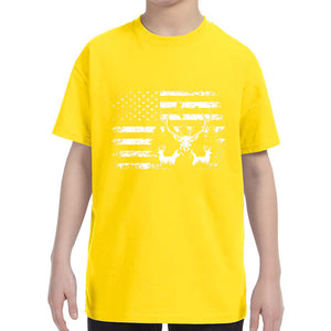 Kid's Patriotic Deer American Flag Fisherman T-Shirt