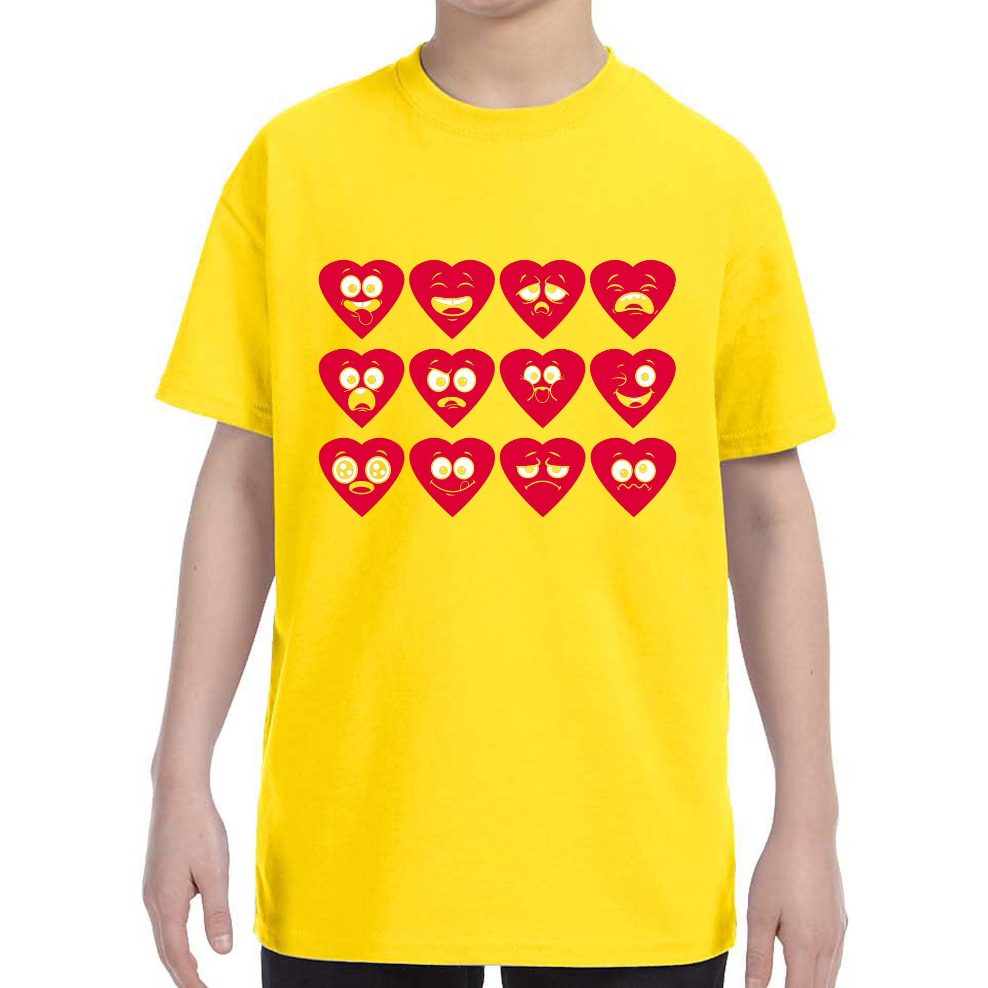 Kid's Valentines Day Heart Faces Boys Girls T-Shirt