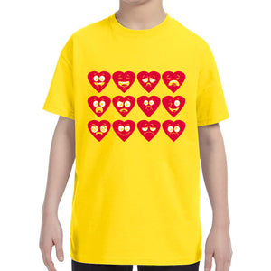 Kid's Valentines Day Heart Faces Boys Girls T-Shirt