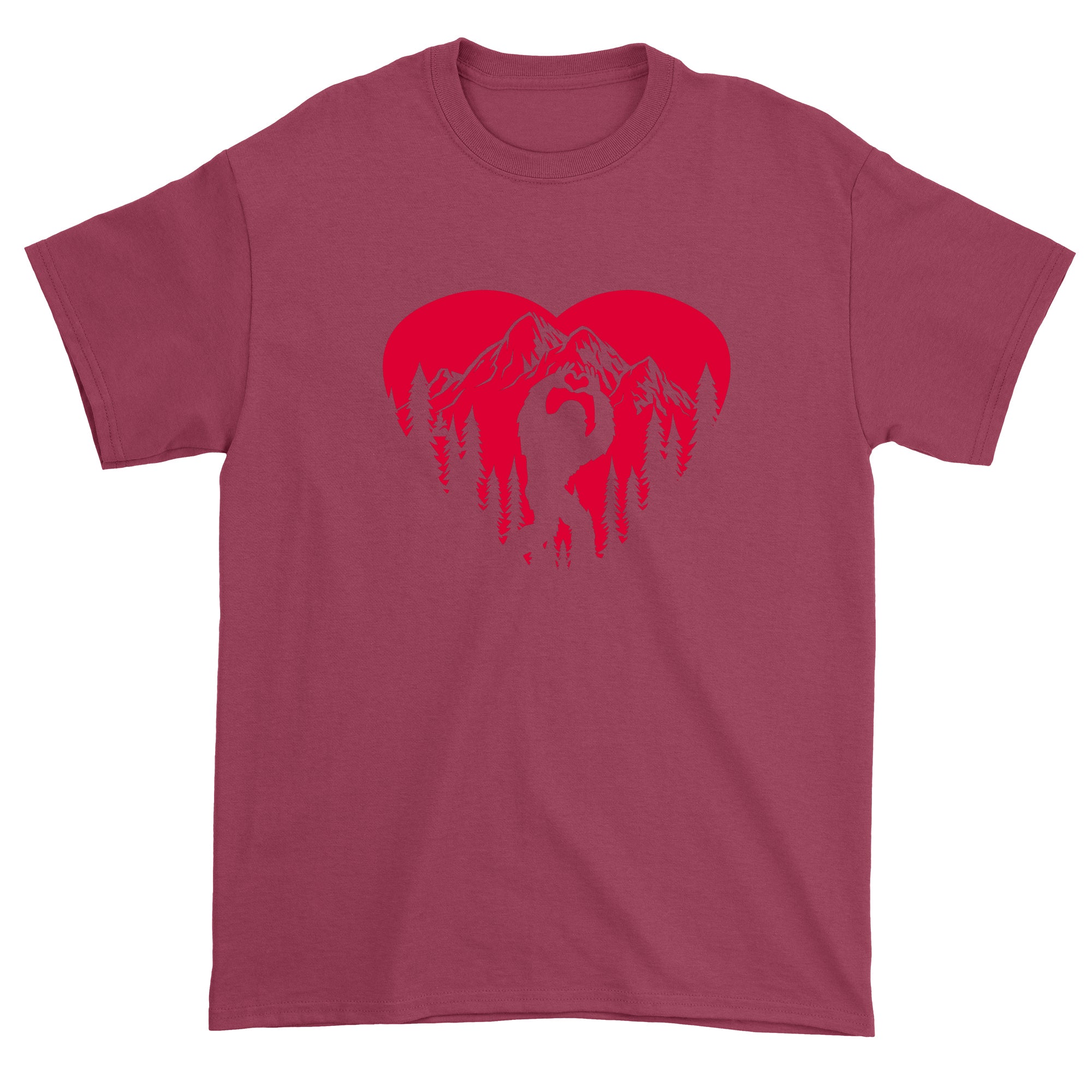 Men's Valentines Day Bigfoot Heart Sasquach Love T-Shirt