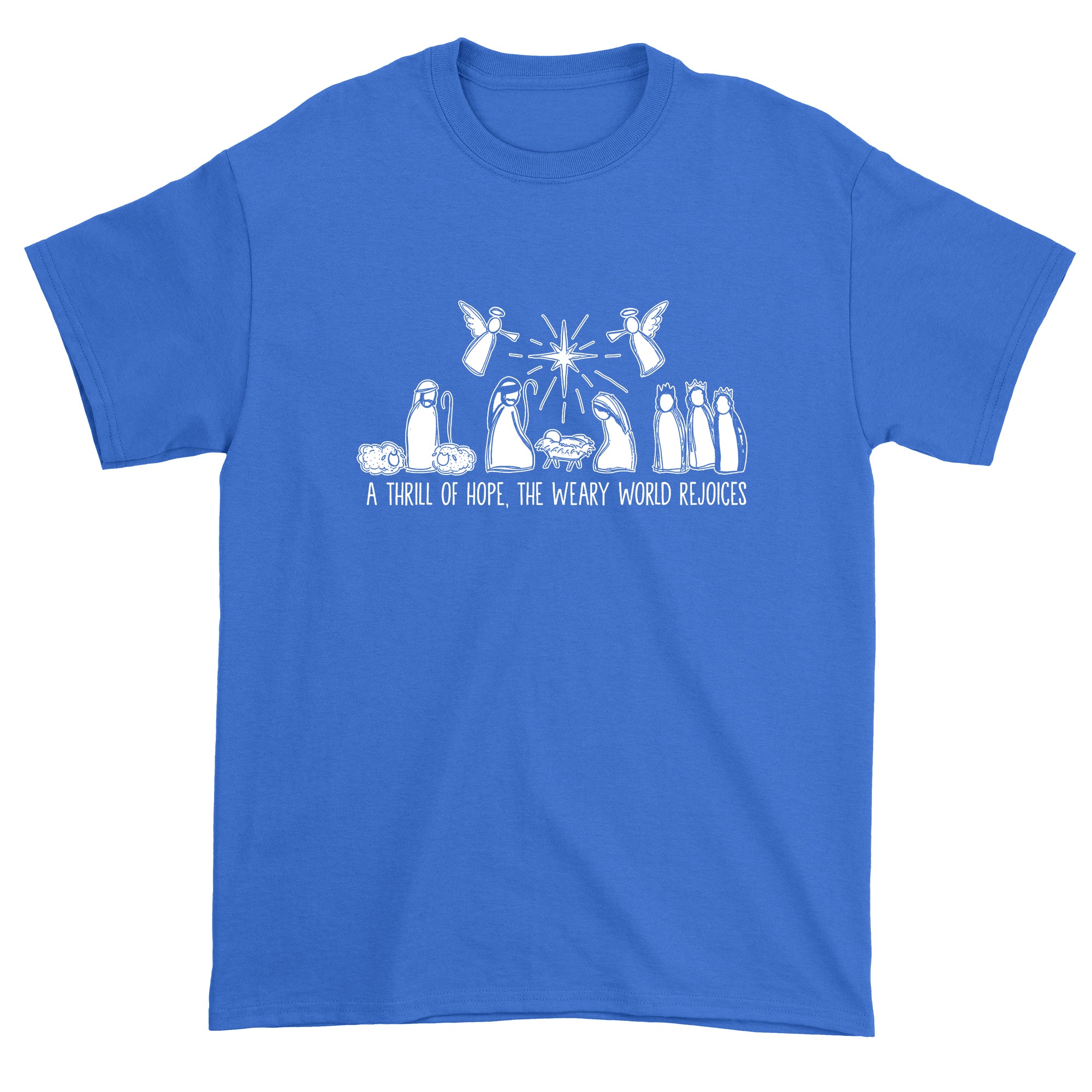 Men's Christmas Nativity Scene A Thrill Of Hope All The Weary World Rejoice T-Shirt