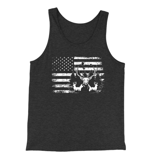 Tank Top Patriotic Deer Hunting American Flag Fisherman Jersey