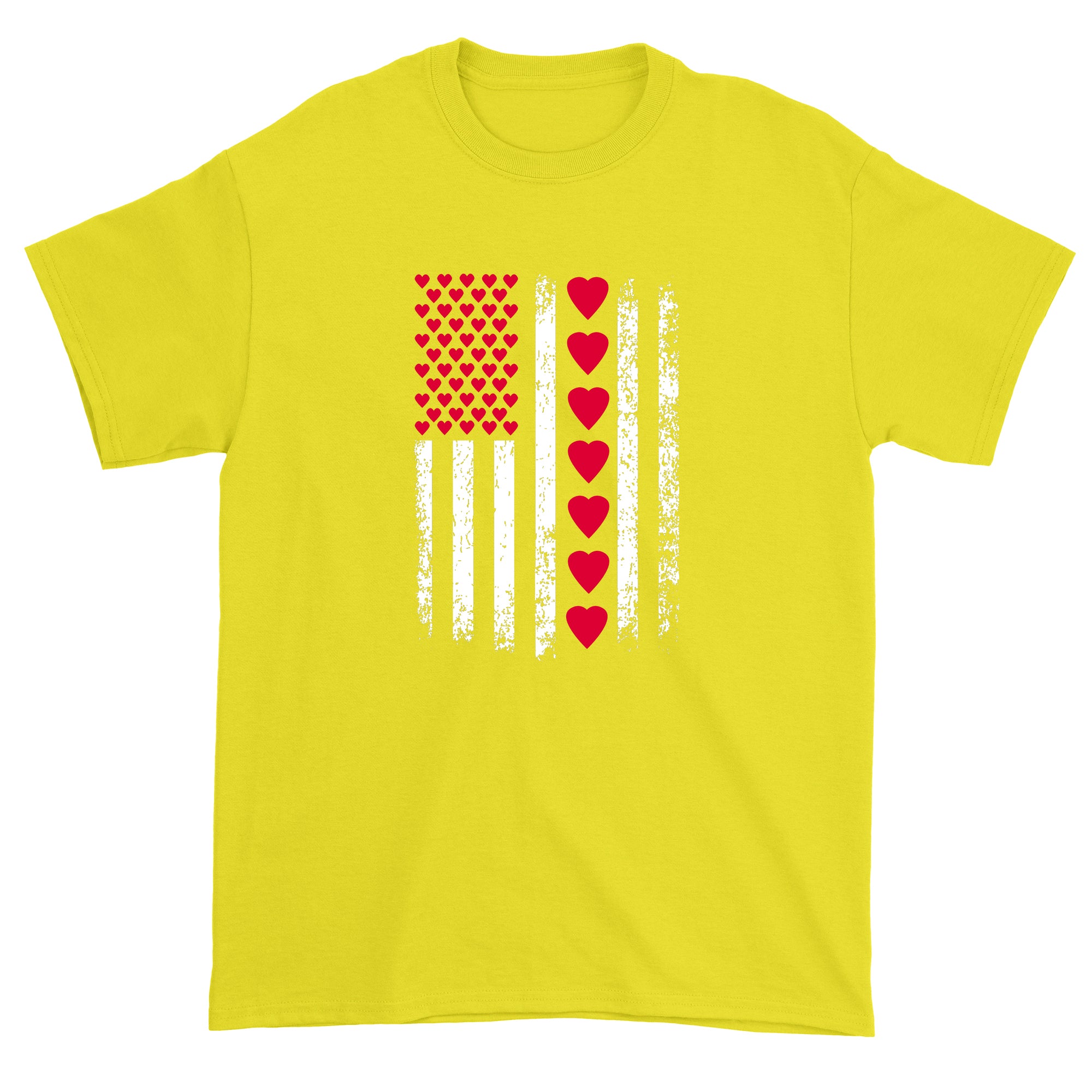 Men's Valentines Day American Flag Patriotic Hearts T-Shirt