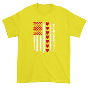 Men's Valentines Day American Flag Patriotic Hearts T-Shirt