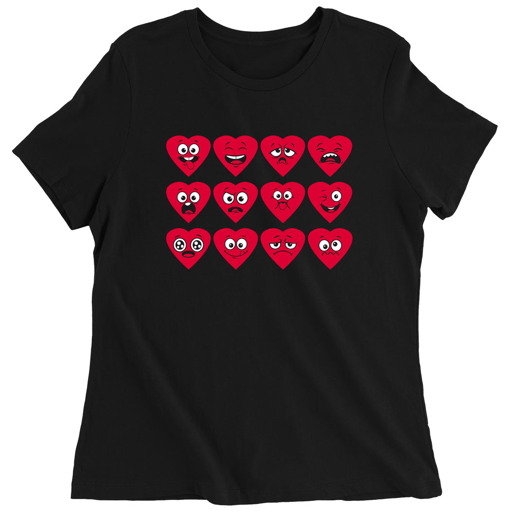 Women's Valentines Day Heart Faces T-Shirt