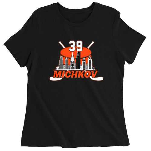 Women's Michkov 39 Philadelphia Hockey Skyline T-Shirt