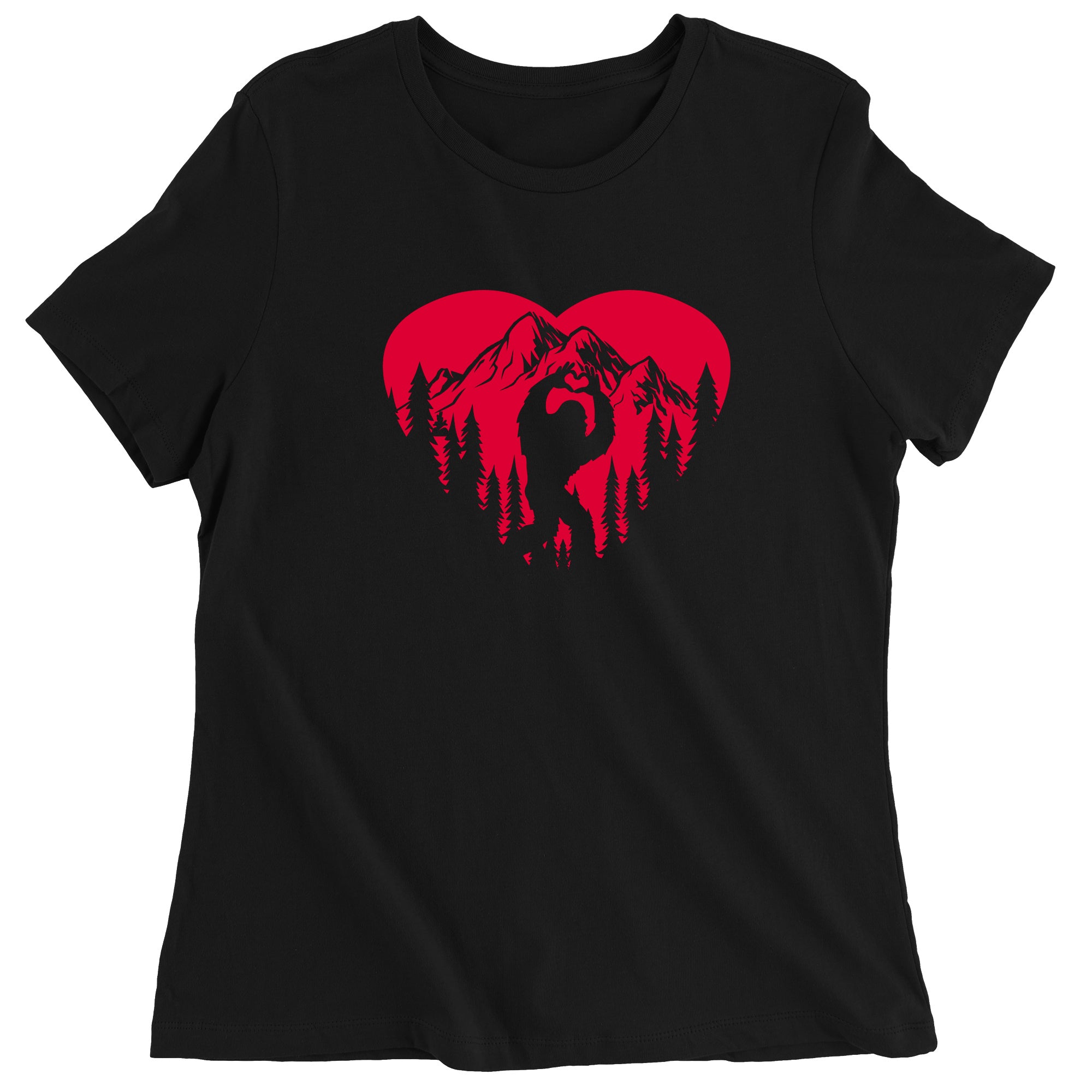 Women's Valentines Day Bigfoot Heart Sasquach Love T-Shirt