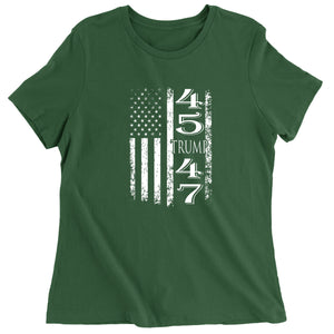 Women's Trump 45 47 American Flag T-Shirt